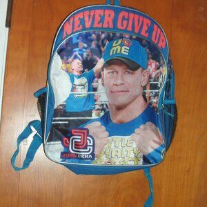 WWE John Cena Never Give Up Kids Blue Backpack 2016 Pro Wrestling Sport 17"x12"